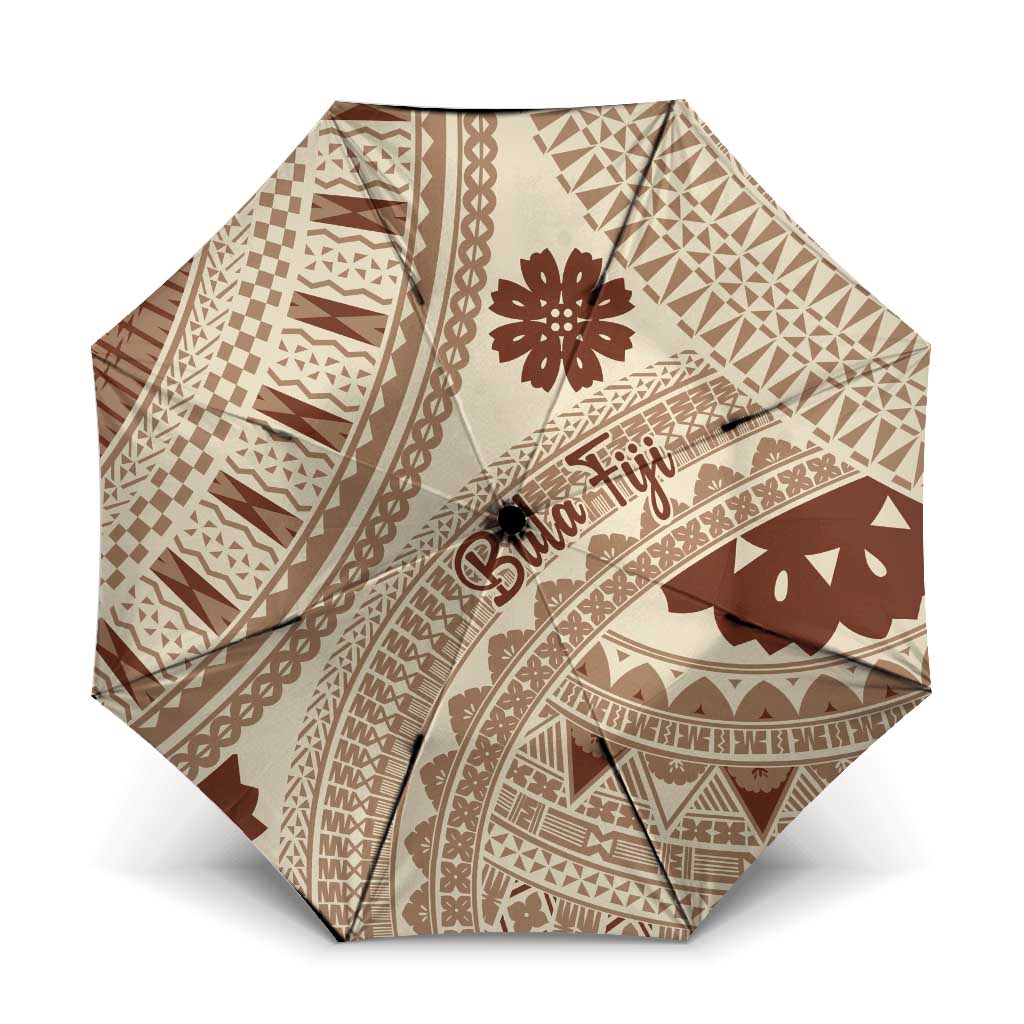 Bula Fiji Classic Masi Tapa Umbrella Vintage Beige - Polynesian Pride