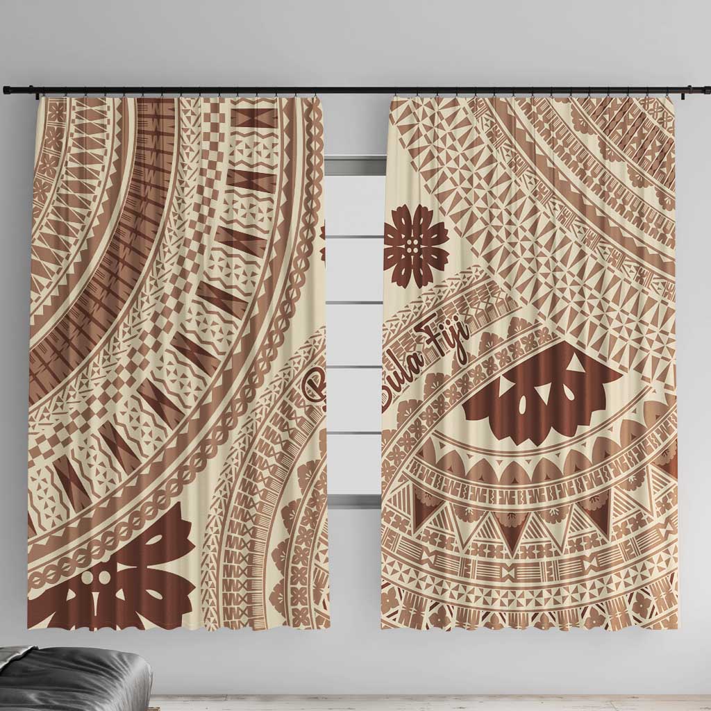 Bula Fiji Classic Masi Tapa Window Curtain Vintage Beige - Polynesian Pride