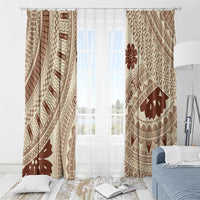 Bula Fiji Classic Masi Tapa Window Curtain Vintage Beige - Polynesian Pride