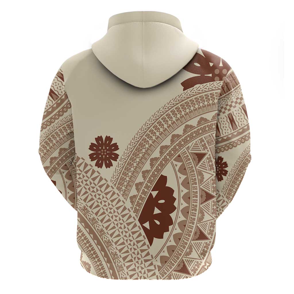 Bula Fiji Classic Masi Tapa Zip Hoodie Vintage Beige - Polynesian Pride