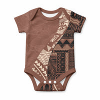 Bula Fiji Baby Onesie Tribal Masi Tapa - Brown