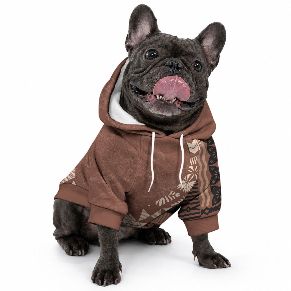 Bula Fiji Pet Hoodie Tribal Masi Tapa - Brown