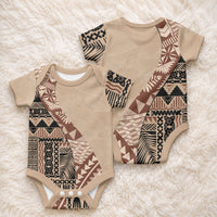 Bula Fiji Baby Onesie Tribal Masi Tapa - Beige