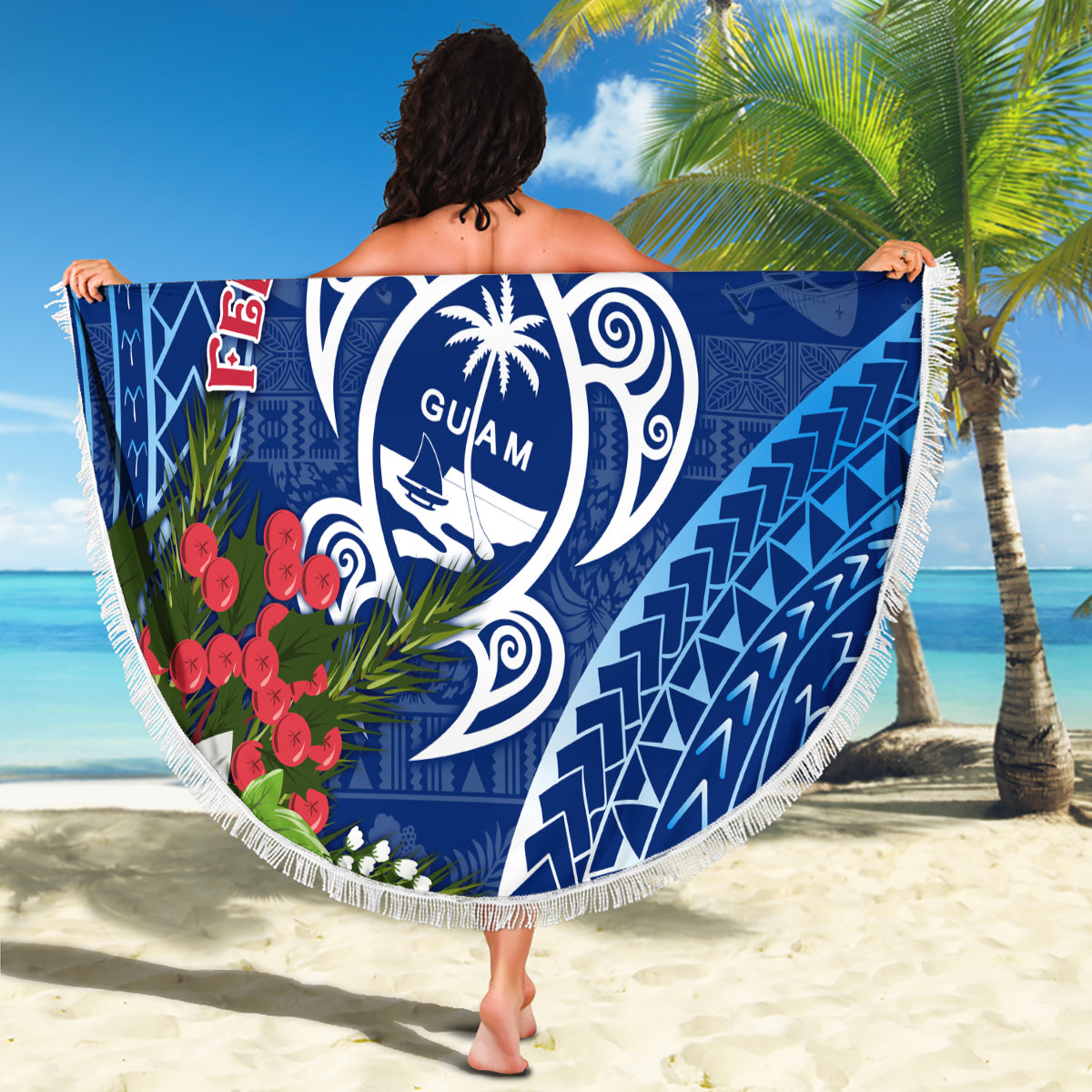 Guam Christmas Beach Blanket Turtle Mix Tapa Felis Pasgua LT7 - Polynesian Pride