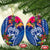 Guam Christmas Ceramic Ornament Turtle Mix Tapa Felis Pasgua LT7 Oval Blue - Polynesian Pride