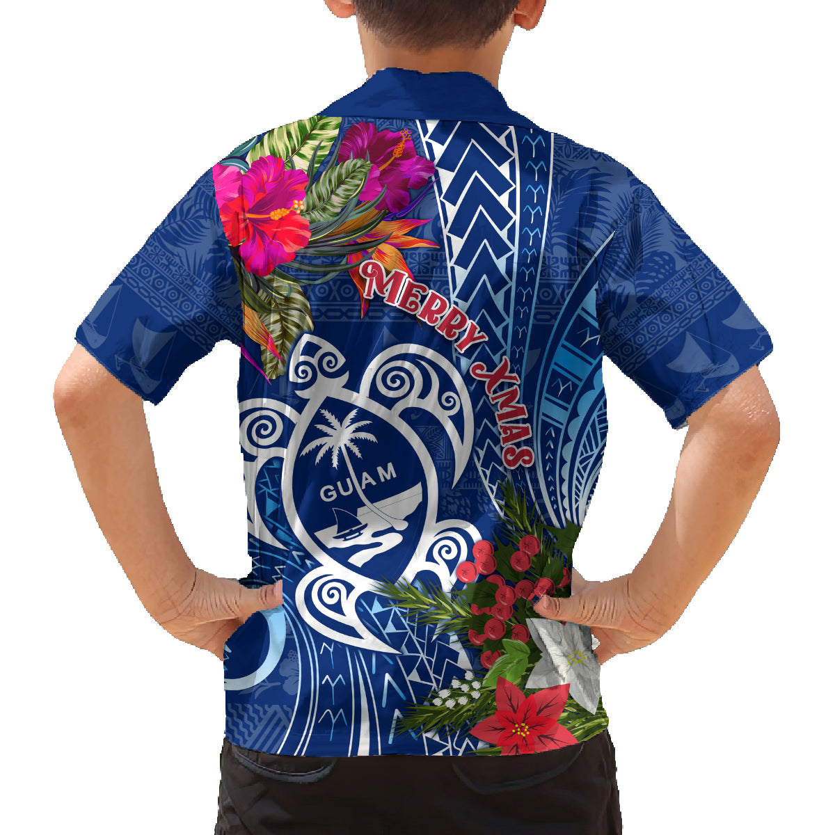 Guam Christmas Family Matching Puletasi Dress and Hawaiian Shirt Turtle Mix Tapa Felis Pasgua LT7 - Polynesian Pride