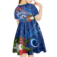 Guam Christmas Kid Short Sleeve Dress Turtle Mix Tapa Felis Pasgua LT7 - Polynesian Pride
