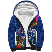 Guam Christmas Sherpa Hoodie Turtle Mix Tapa Felis Pasgua LT7 Unisex Blue - Polynesian Pride