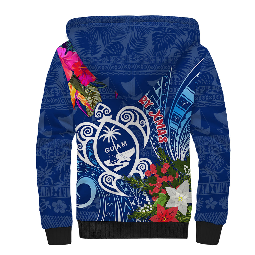 Guam Christmas Sherpa Hoodie Turtle Mix Tapa Felis Pasgua LT7 - Polynesian Pride