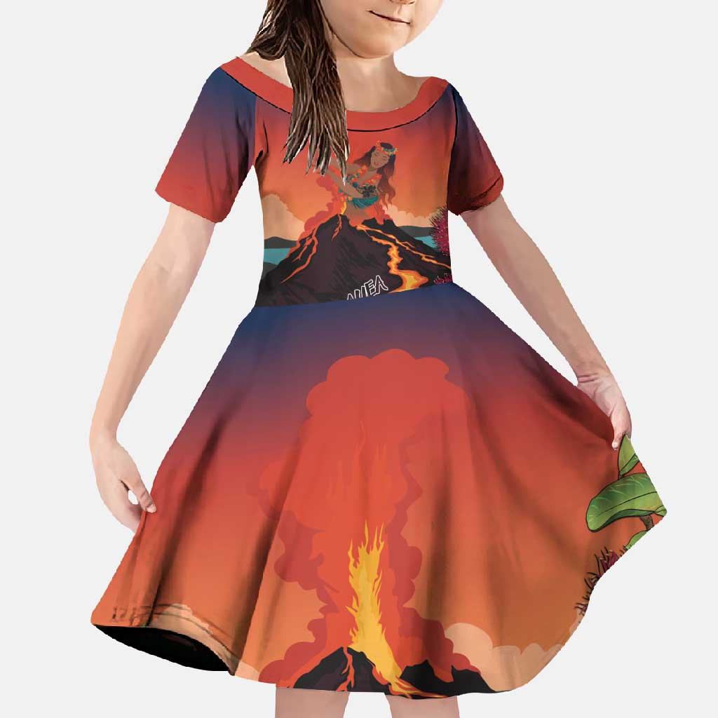 Hawaii Kilauea Volcano Family Matching Tank Maxi Dress and Hawaiian Shirt Pele Goddess LT7 Daughter's Dress Colorful - Polynesian Pride