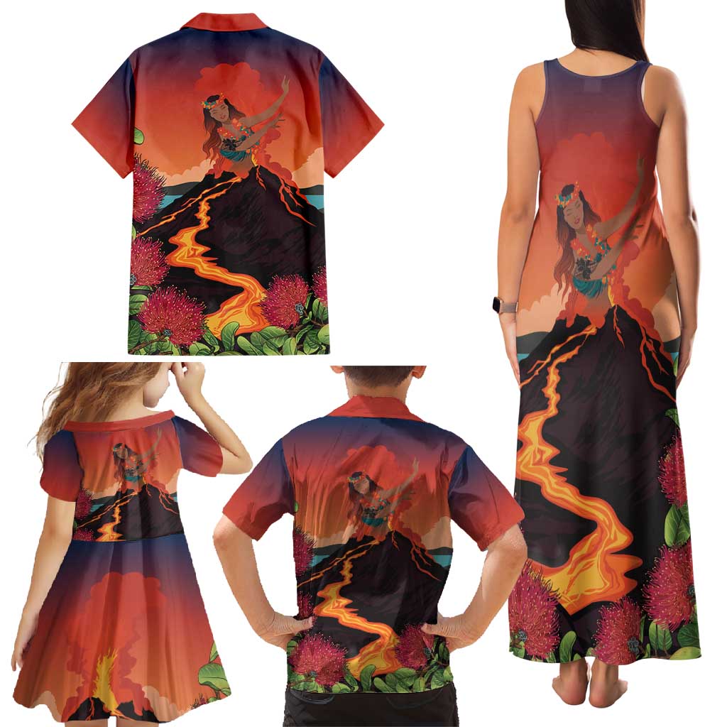 Hawaii Kilauea Volcano Family Matching Tank Maxi Dress and Hawaiian Shirt Pele Goddess LT7 - Polynesian Pride