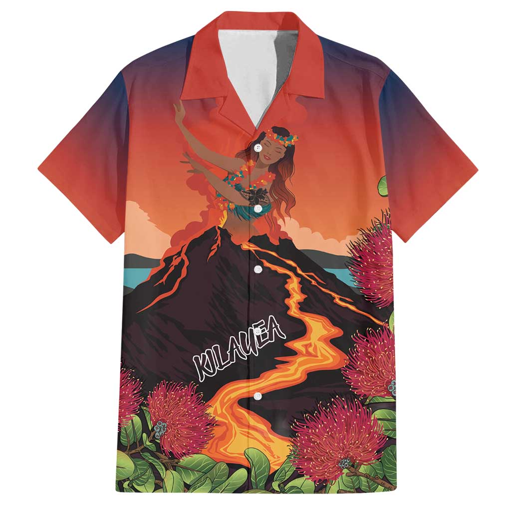Hawaii Kilauea Volcano Family Matching Tank Maxi Dress and Hawaiian Shirt Pele Goddess LT7 Dad's Shirt - Short Sleeve Colorful - Polynesian Pride