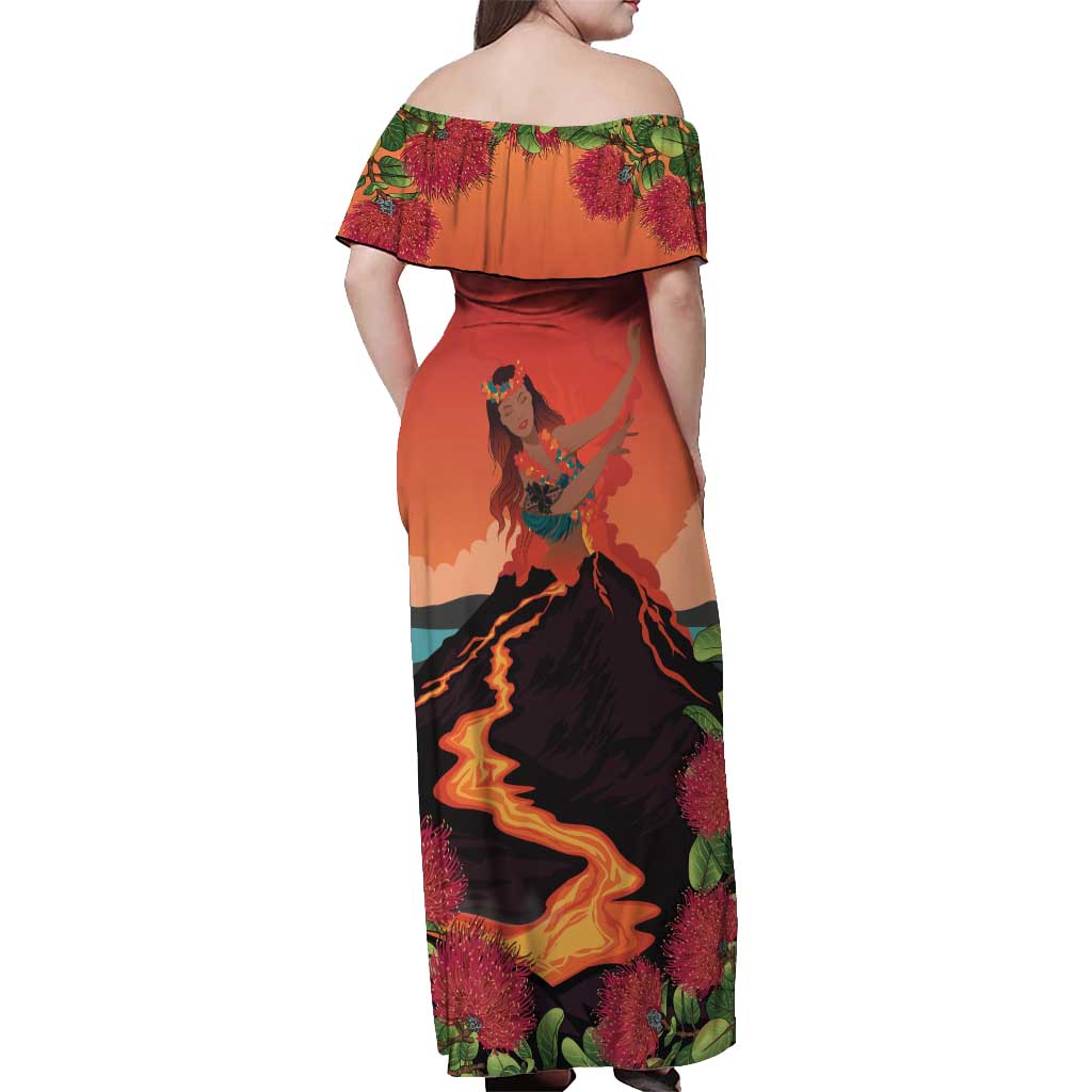 Hawaii Kilauea Volcano Off Shoulder Maxi Dress Pele Goddess