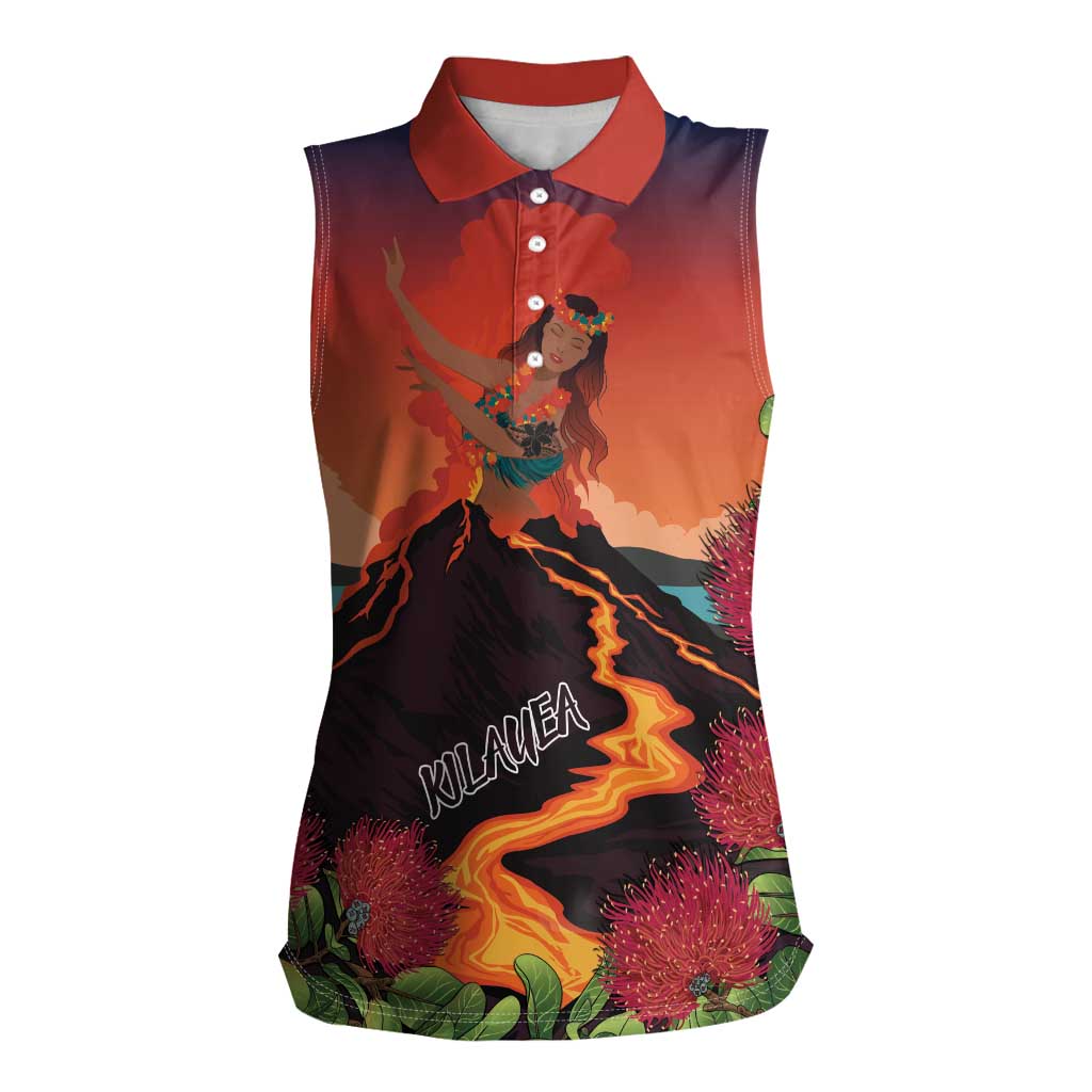 Hawaii Kilauea Volcano Women Sleeveless Polo Shirt Pele Goddess LT7 Female Colorful - Polynesian Pride