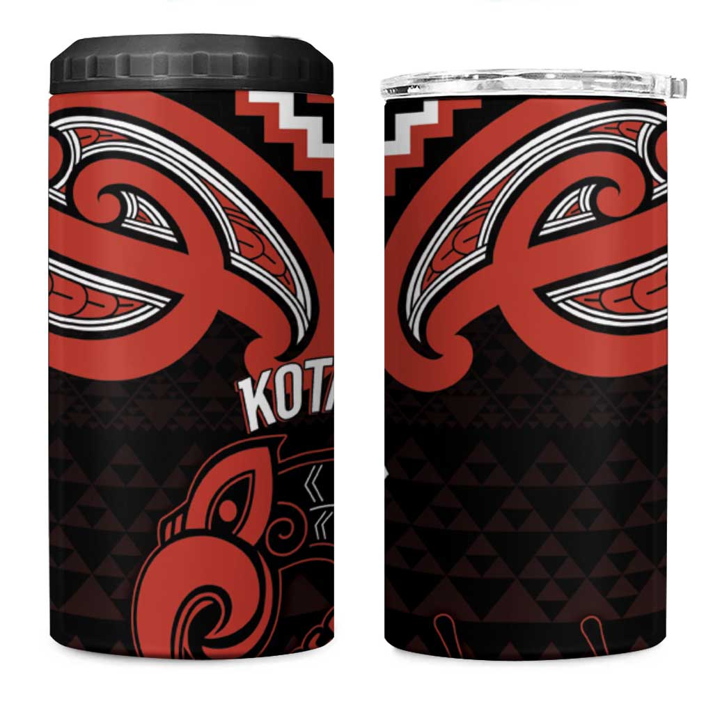 Maori Waitangi 4 in 1 Can Cooler Tumbler Kotahitanga Poutama Mix Whakairo LT7 One Size: 16 oz Black - Polynesian Pride