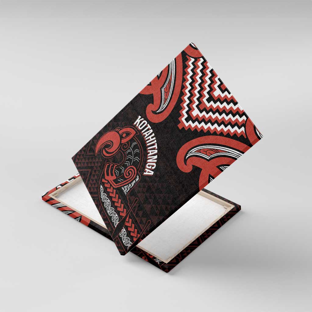 Maori Waitangi Canvas Wall Art Kotahitanga Poutama Mix Whakairo LT7 With Frame Black - Polynesian Pride