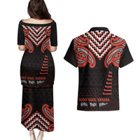 Maori Waitangi Couples Matching Puletasi and Hawaiian Shirt Kotahitanga Poutama Mix Whakairo LT7 - Polynesian Pride