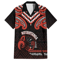 Maori Waitangi Family Matching Tank Maxi Dress and Hawaiian Shirt Kotahitanga Poutama Mix Whakairo LT7 Dad's Shirt - Short Sleeve Black - Polynesian Pride
