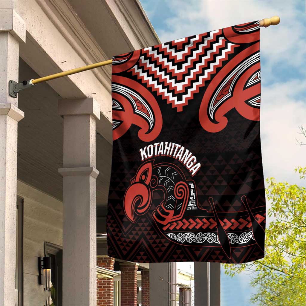 Maori Waitangi Garden Flag Kotahitanga Poutama Mix Whakairo LT7 House Flag Black - Polynesian Pride
