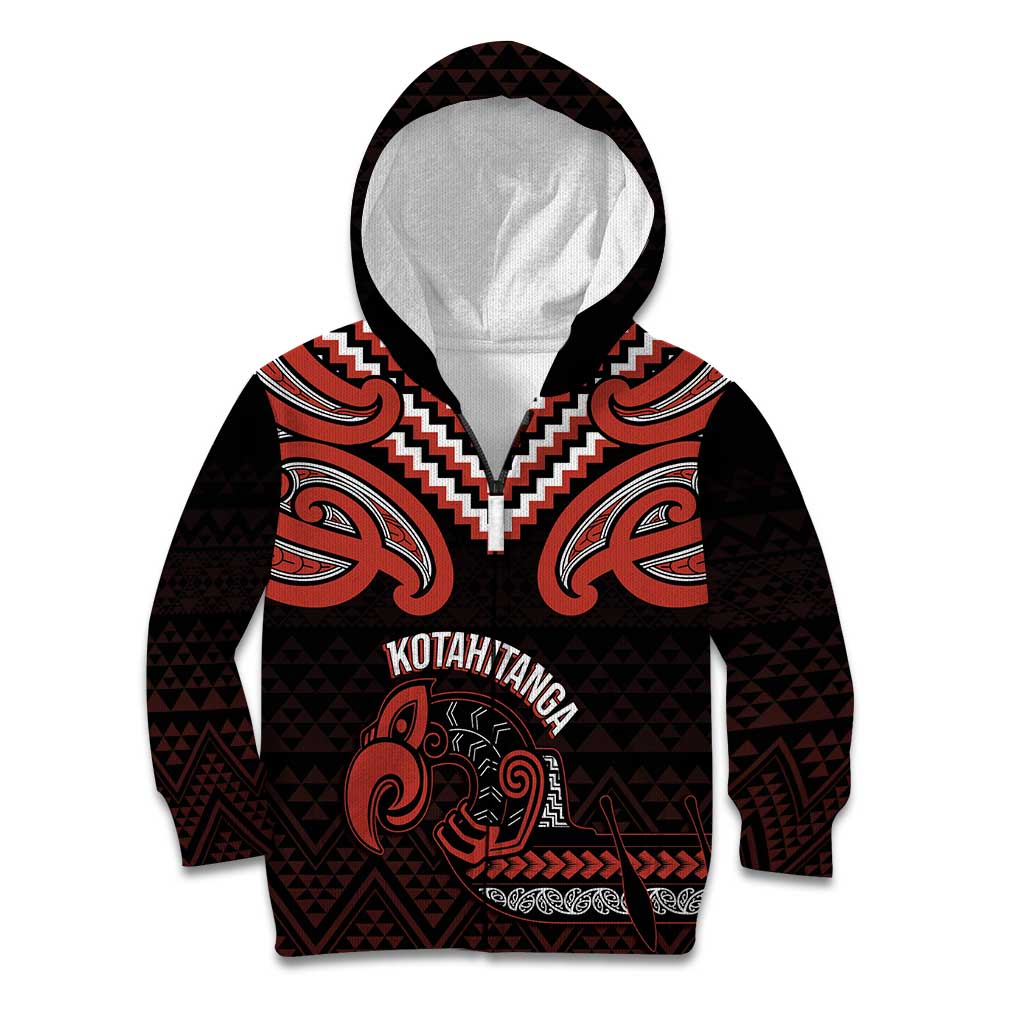Maori Waitangi Kid Hoodie Kotahitanga Poutama Mix Whakairo - Polynesian Pride