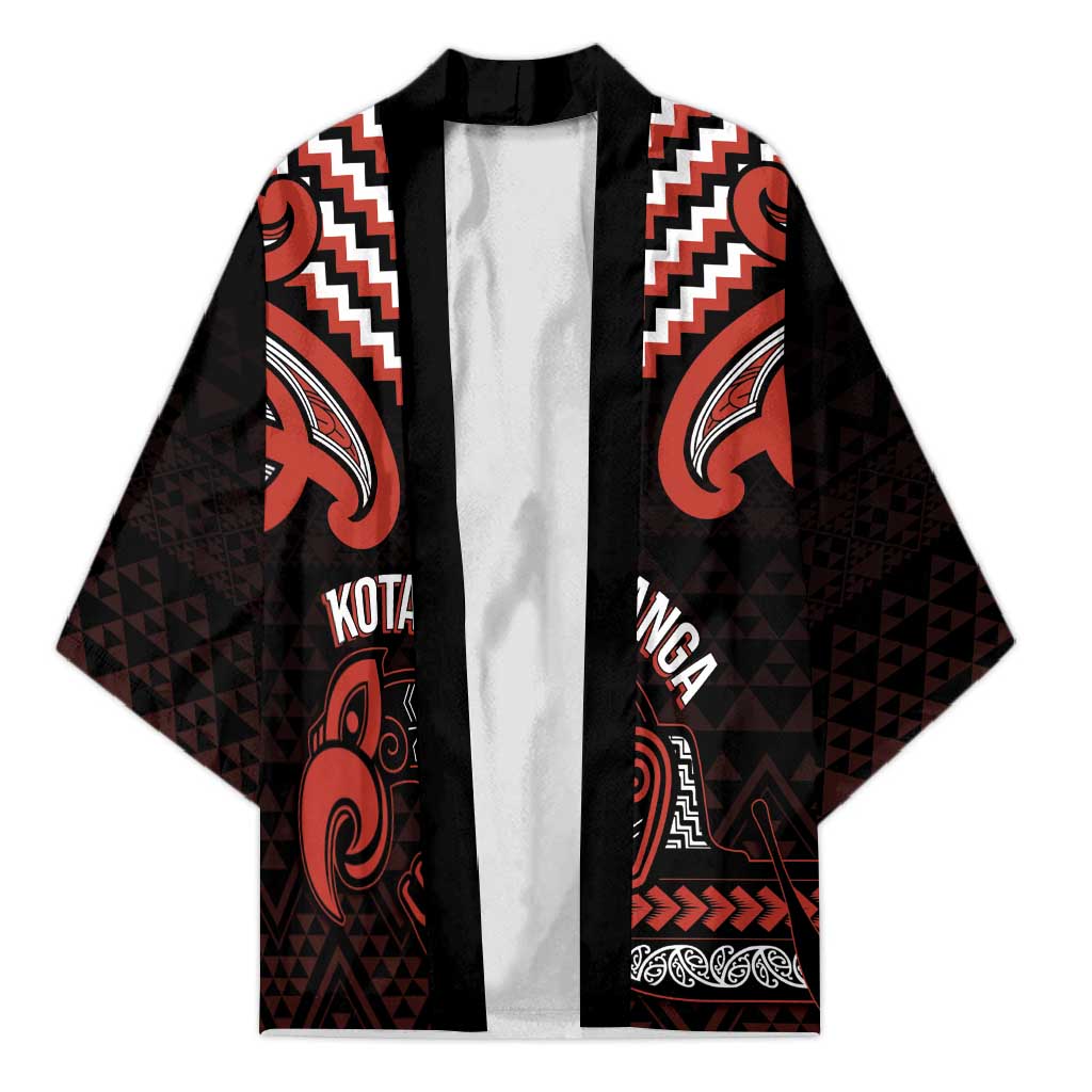 Maori Waitangi Kimono Kotahitanga Poutama Mix Whakairo LT7 Unisex Black - Polynesian Pride