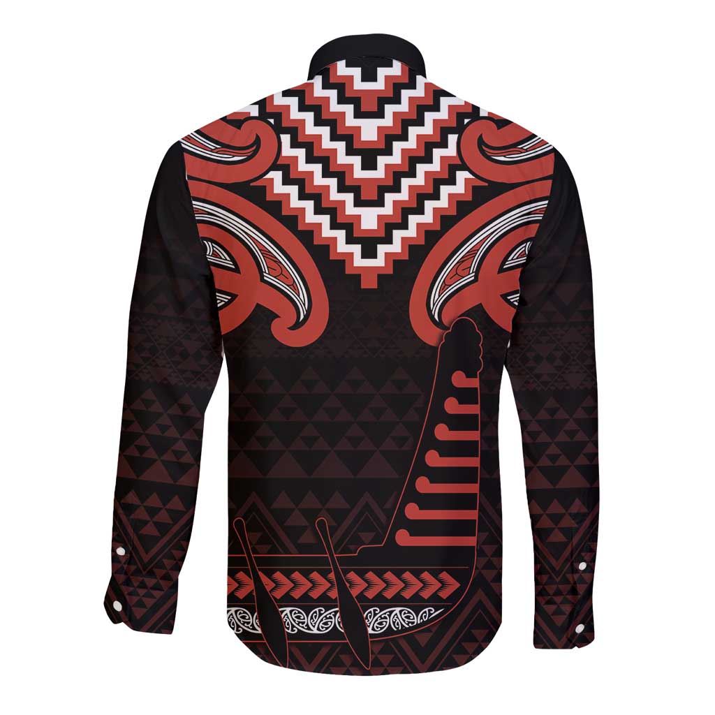 Maori Waitangi Long Sleeve Button Shirt Kotahitanga Poutama Mix Whakairo - Polynesian Pride