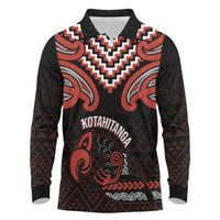 Maori Waitangi Long Sleeve Polo Shirt Kotahitanga Poutama Mix Whakairo - Polynesian Pride