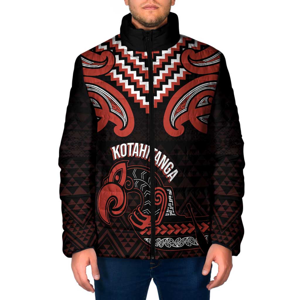 Maori Waitangi Padded Jacket Kotahitanga Poutama Mix Whakairo LT7 Men Black - Polynesian Pride