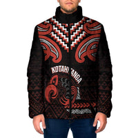 Maori Waitangi Padded Jacket Kotahitanga Poutama Mix Whakairo LT7 Men Black - Polynesian Pride