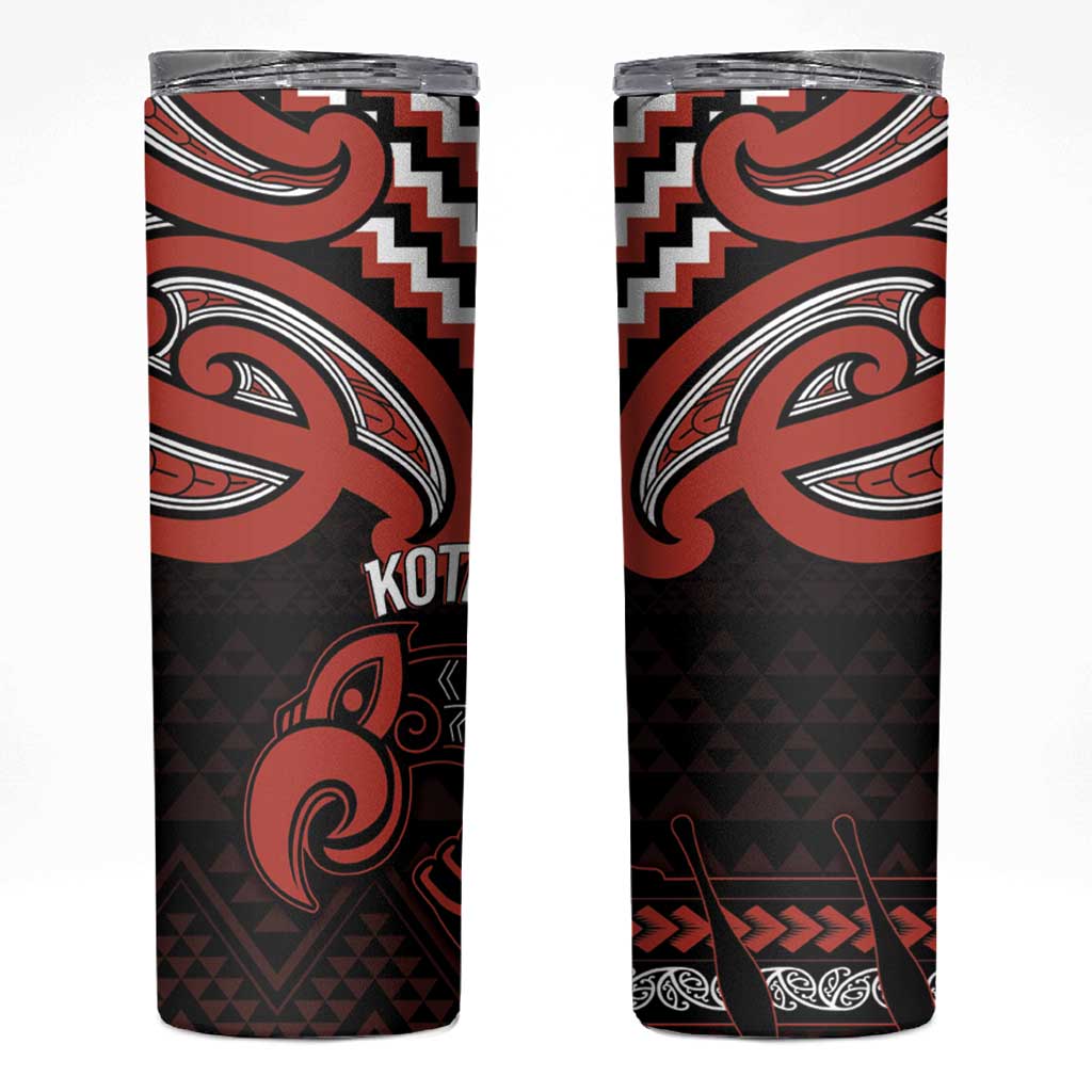 Maori Waitangi Skinny Tumbler Kotahitanga Poutama Mix Whakairo LT7 Black - Polynesian Pride