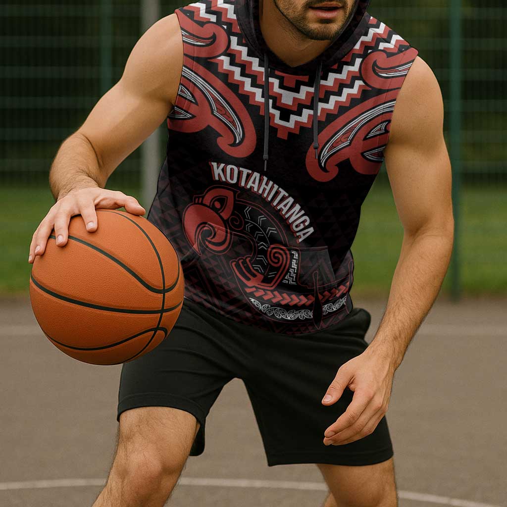 Maori Waitangi Sleeveless Hoodie Kotahitanga Poutama Mix Whakairo - Polynesian Pride