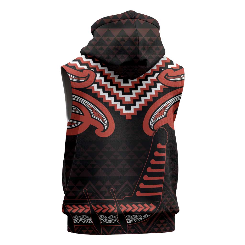 Maori Waitangi Sleeveless Zip Hoodie Kotahitanga Poutama Mix Whakairo LT7 - Polynesian Pride