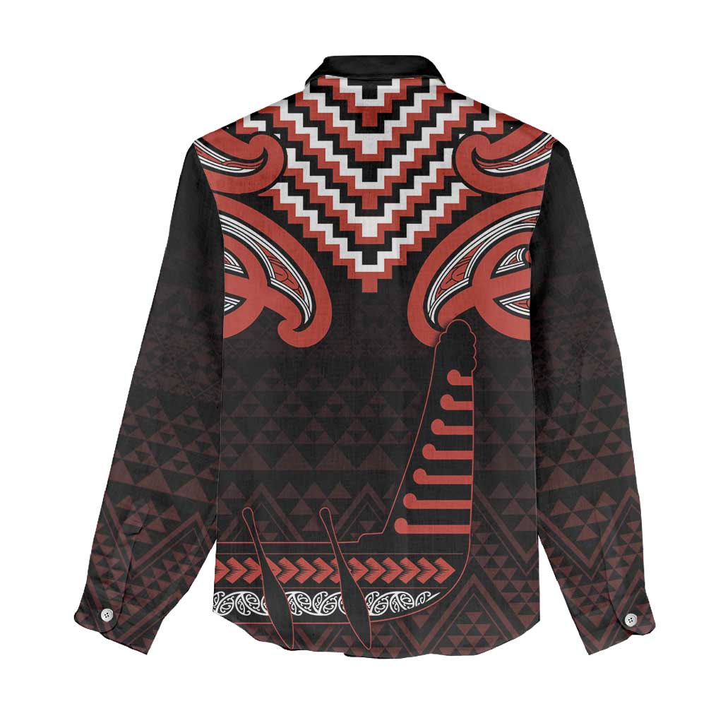 Maori Waitangi Women Casual Shirt Kotahitanga Poutama Mix Whakairo - Polynesian Pride