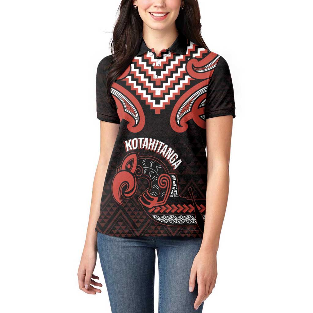 Maori Waitangi Women Polo Shirt Kotahitanga Poutama Mix Whakairo - Polynesian Pride