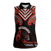 Maori Waitangi Women Sleeveless Polo Shirt Kotahitanga Poutama Mix Whakairo - Polynesian Pride