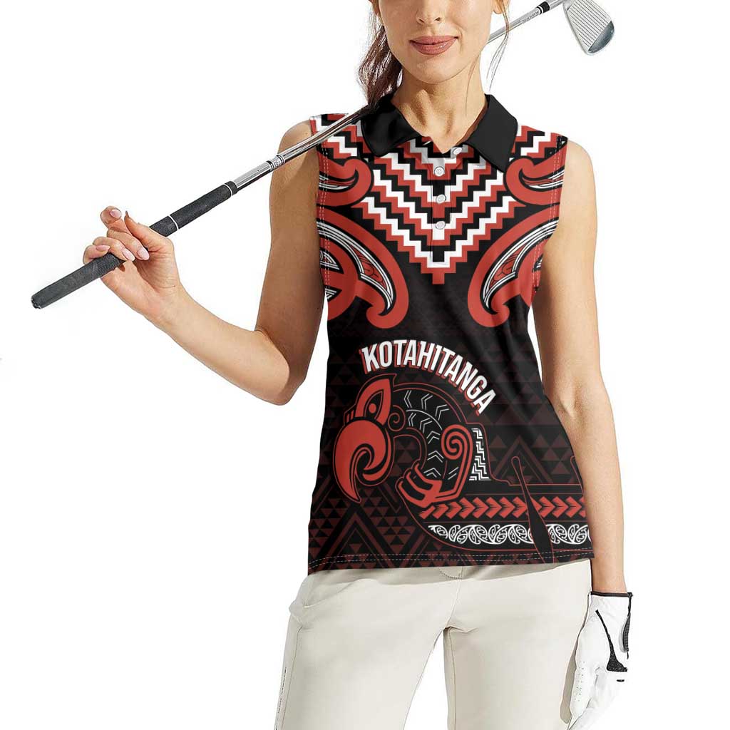 Maori Waitangi Women Sleeveless Polo Shirt Kotahitanga Poutama Mix Whakairo - Polynesian Pride
