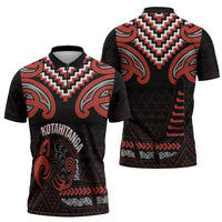 Maori Waitangi Zipper Polo Shirt Kotahitanga Poutama Mix Whakairo - Polynesian Pride