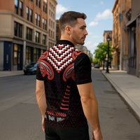 Maori Waitangi Zipper Polo Shirt Kotahitanga Poutama Mix Whakairo - Polynesian Pride