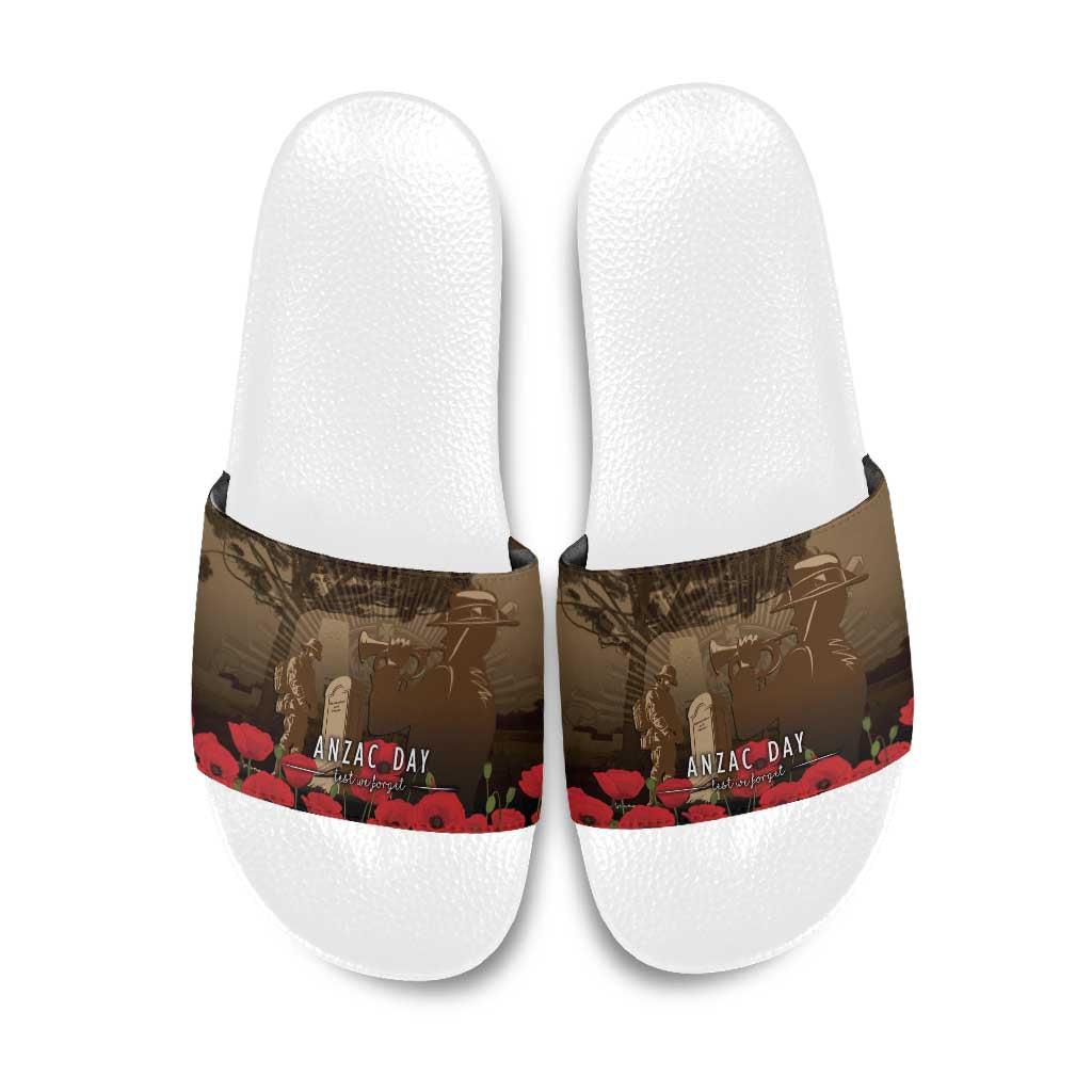 Australia - New Zealand ANZAC Lone Pine Slide Sandals The Last Post LT7 Old Gold - Polynesian Pride