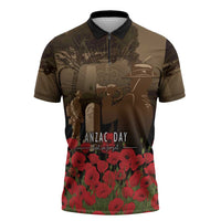 Australia - New Zealand ANZAC Lone Pine Zipper Polo Shirt The Last Post LT7 Old Gold - Polynesian Pride