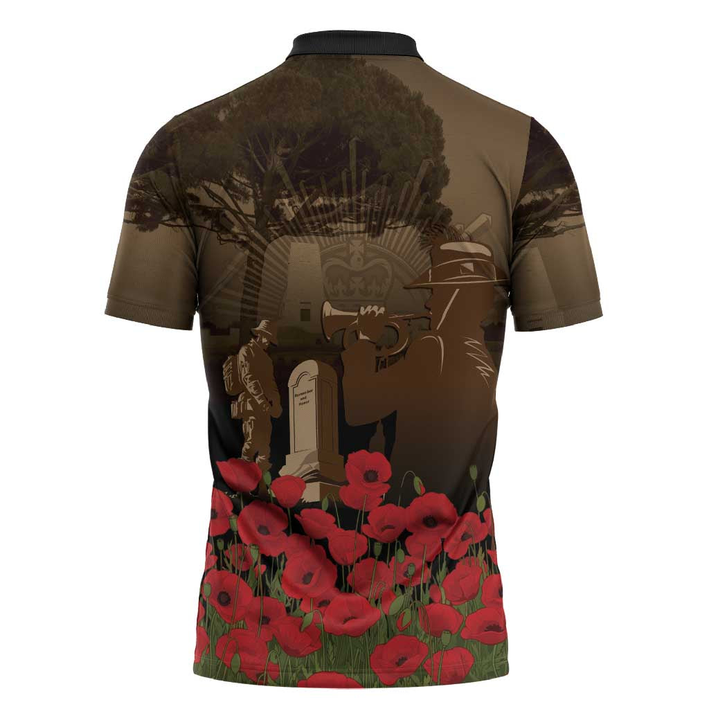 Australia - New Zealand ANZAC Lone Pine Zipper Polo Shirt The Last Post LT7 - Polynesian Pride