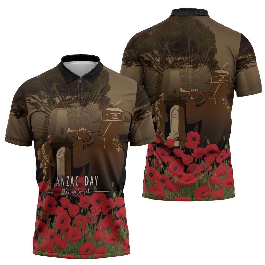 Australia - New Zealand ANZAC Lone Pine Zipper Polo Shirt The Last Post LT7 - Polynesian Pride
