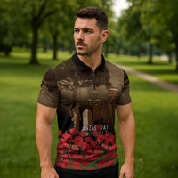 Australia - New Zealand ANZAC Lone Pine Zipper Polo Shirt The Last Post LT7 - Polynesian Pride