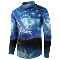 NZ Maori Matariki Scenery Button Sweatshirt Galaxy Sky