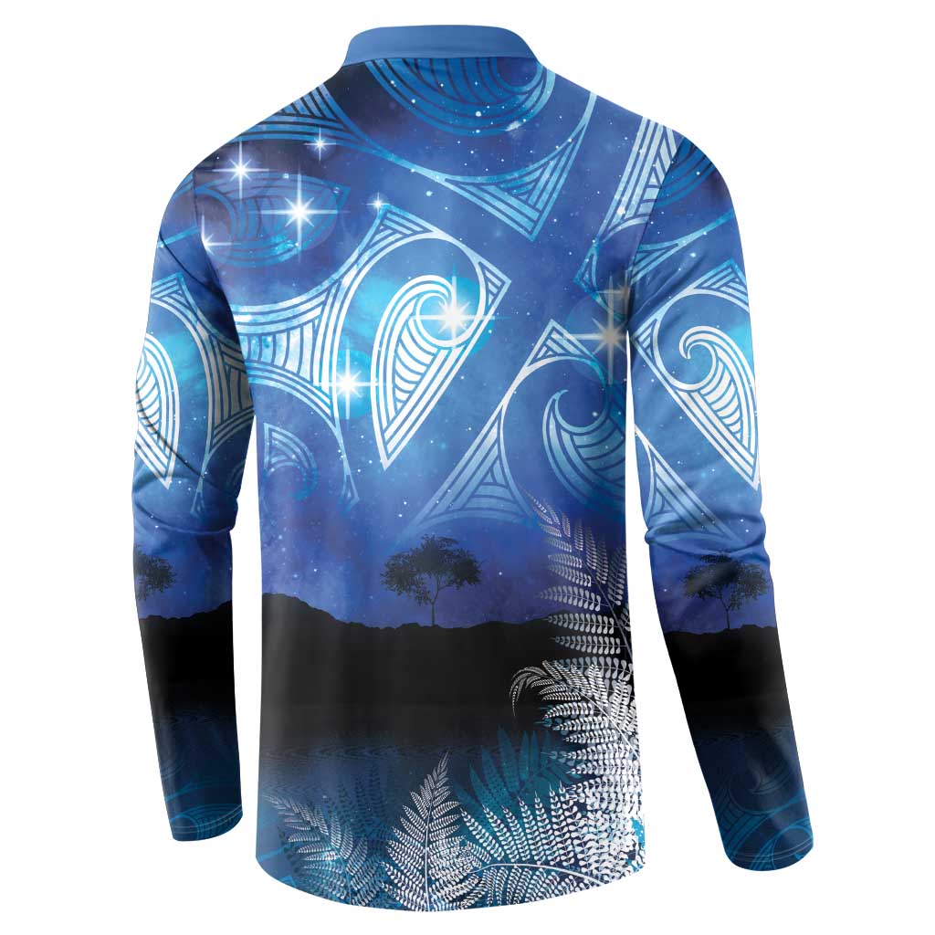 NZ Maori Matariki Scenery Button Sweatshirt Galaxy Sky