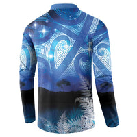 NZ Maori Matariki Scenery Button Sweatshirt Galaxy Sky