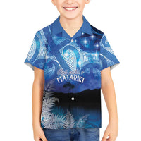 NZ Maori Matariki Scenery Family Matching Mermaid Dress and Hawaiian Shirt Galaxy Sky LT7 Son's Shirt Galaxy - Polynesian Pride
