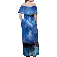 NZ Maori Matariki Scenery Family Matching Off Shoulder Maxi Dress and Hawaiian Shirt Galaxy Sky LT7 - Polynesian Pride