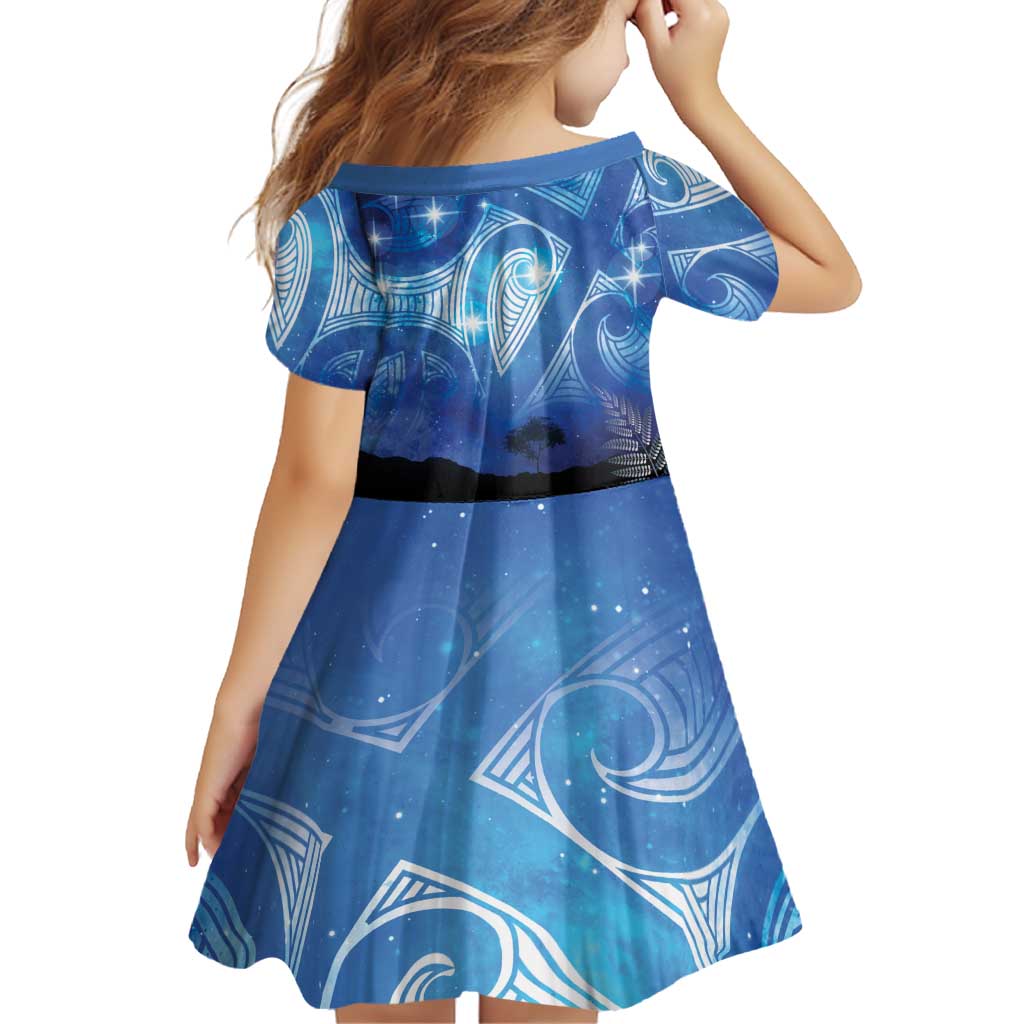 NZ Maori Matariki Scenery Family Matching Off Shoulder Short Dress and Hawaiian Shirt Galaxy Sky LT7 - Polynesian Pride