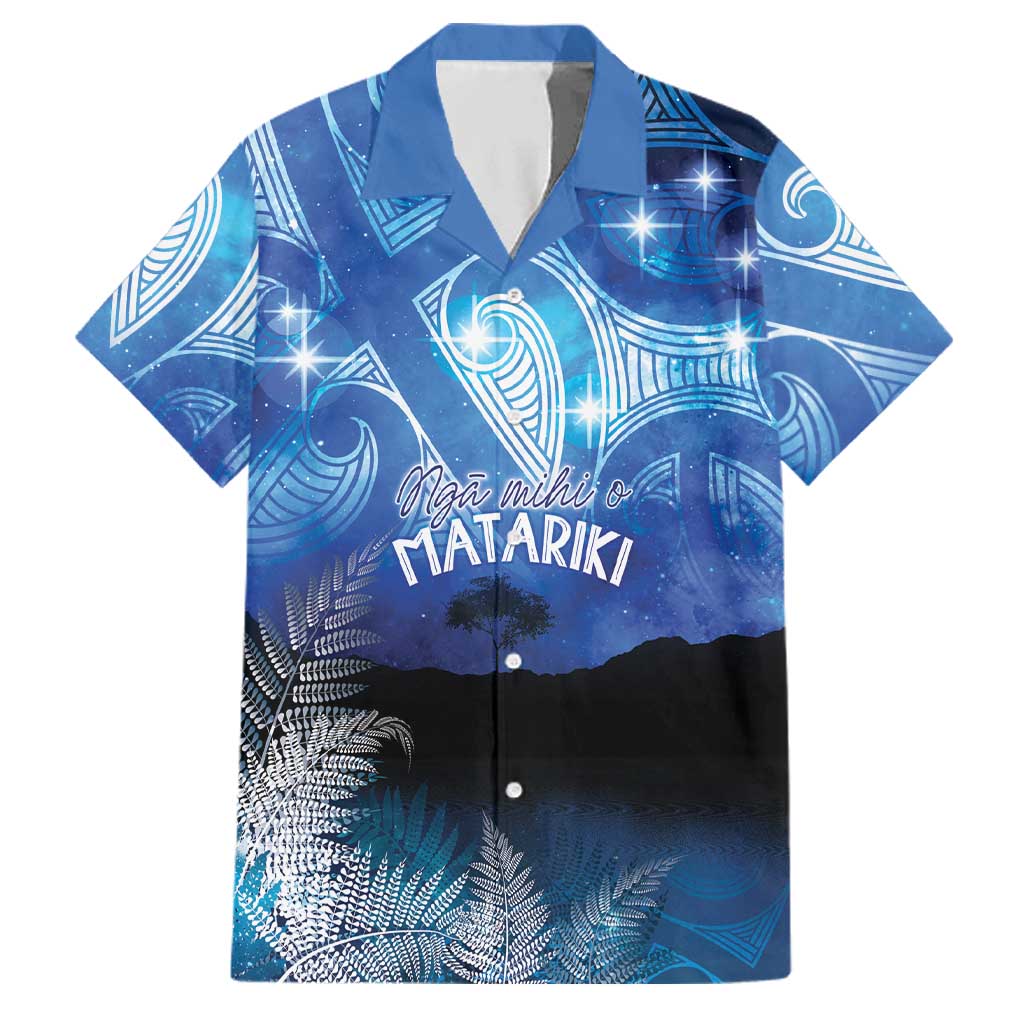 NZ Maori Matariki Scenery Family Matching Summer Maxi Dress and Hawaiian Shirt Galaxy Sky LT7 Dad's Shirt - Short Sleeve Galaxy - Polynesian Pride